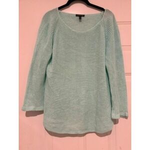 Eileen Fisher cucumber green loose knit‎ sweater #1218